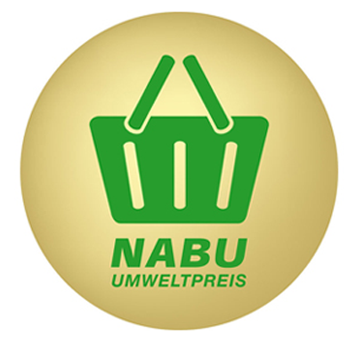 Grüner Einkaufskorb NABU Umweltpreis Logo