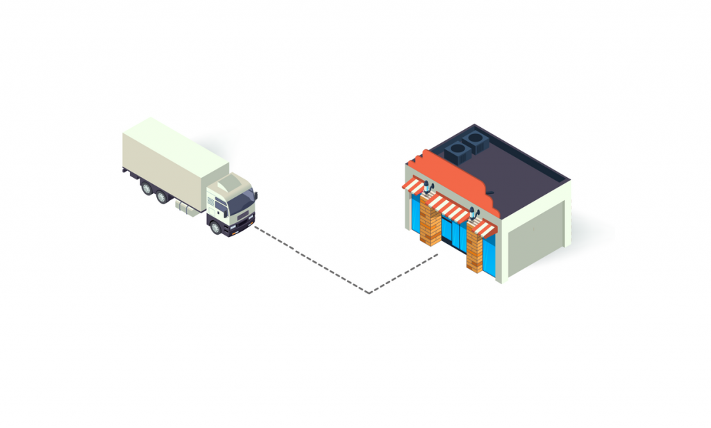 Grafik stellt Entfernung zwischen LKW und Lager dar.