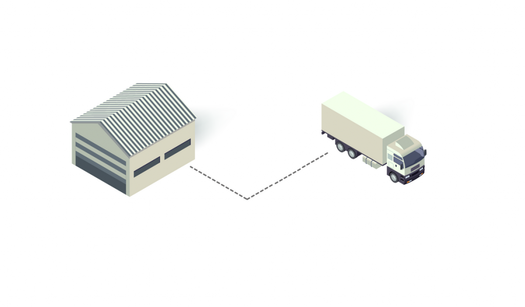 Grafik stellt Logistikkonzept für LKWs dar.