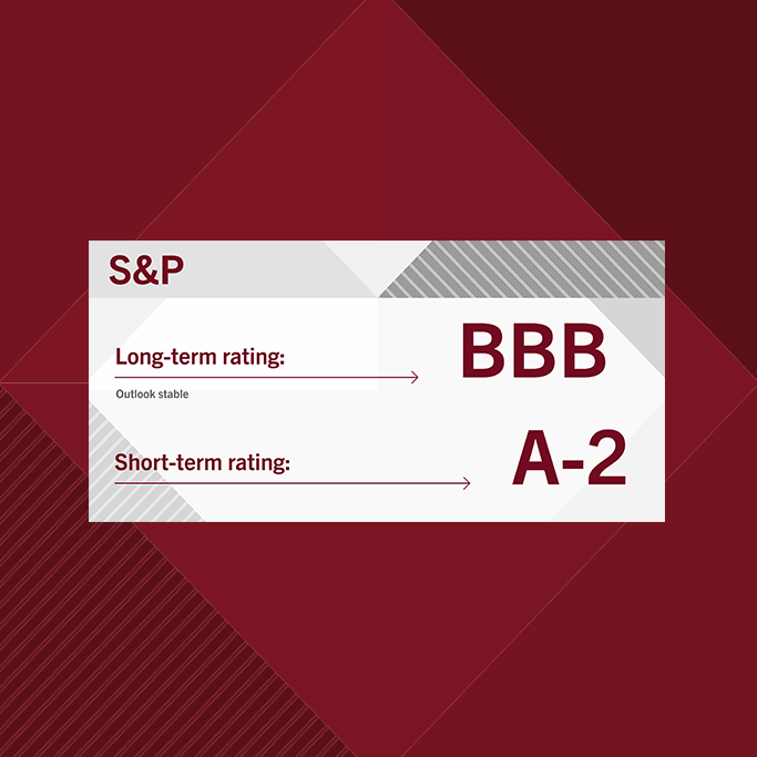 Eine Grafik über das Finance Rating von S&P Long-term rating: BBB Short-term rating: A-2