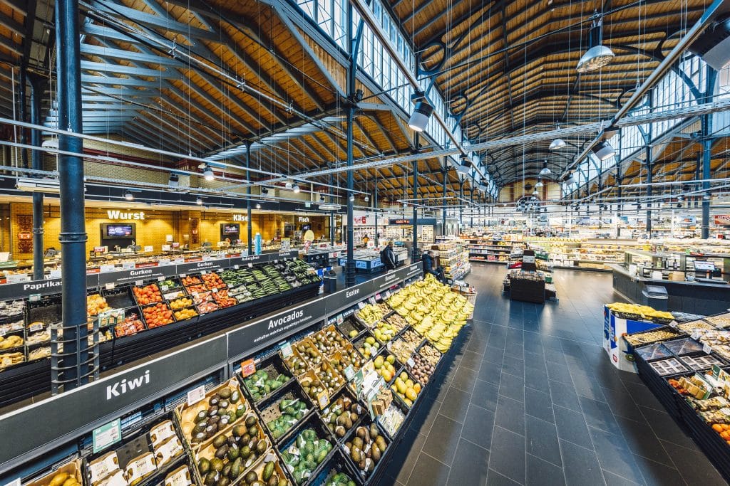 Ansicht eines Supermarkts von innen