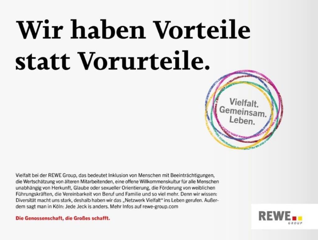 Motiv der Genossenschaftskampagnen mit dem Titel: Wir haben Vorteile statt Vorurteile.