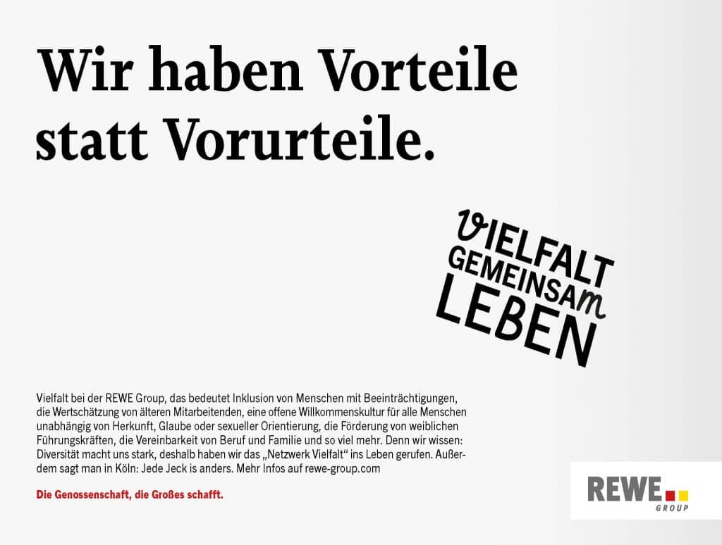 Ein Statement der REWE Group zum Thema Vielfalt und Inklusion. Die REWE Group hat das 
