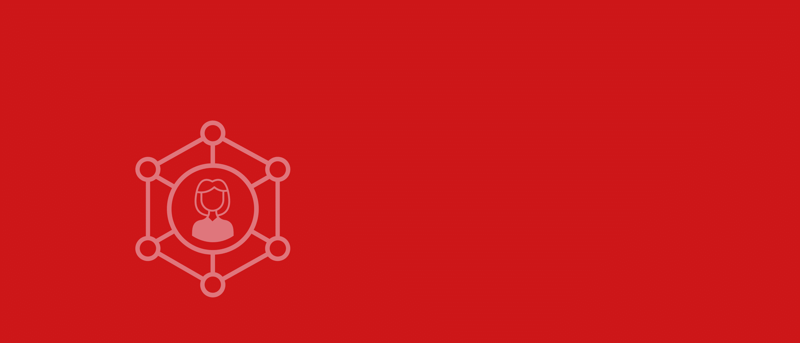 Roter Hintergrund mit schabloniertem Symbol einer gut vernetzten Frau
