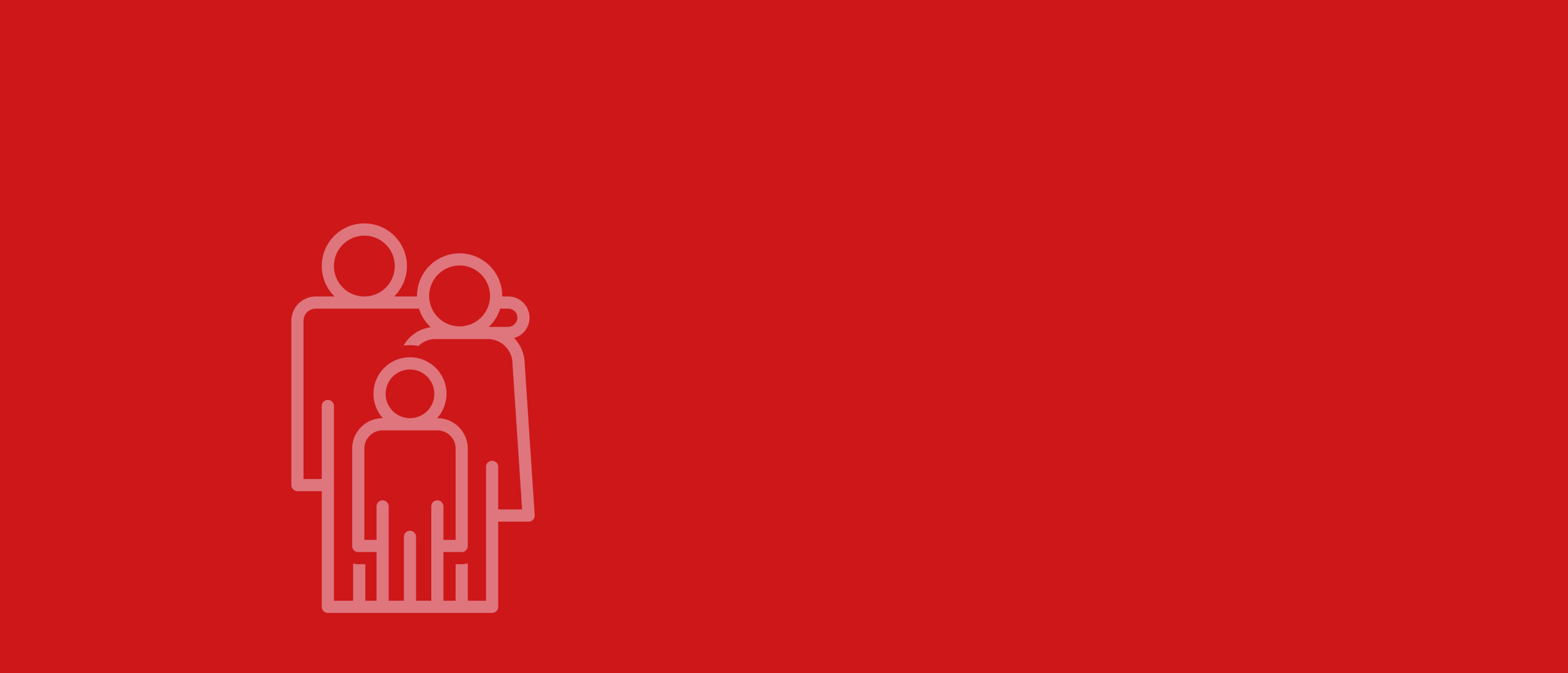 Roter Hintergrund mit schabloniertem Symbol einer Familie