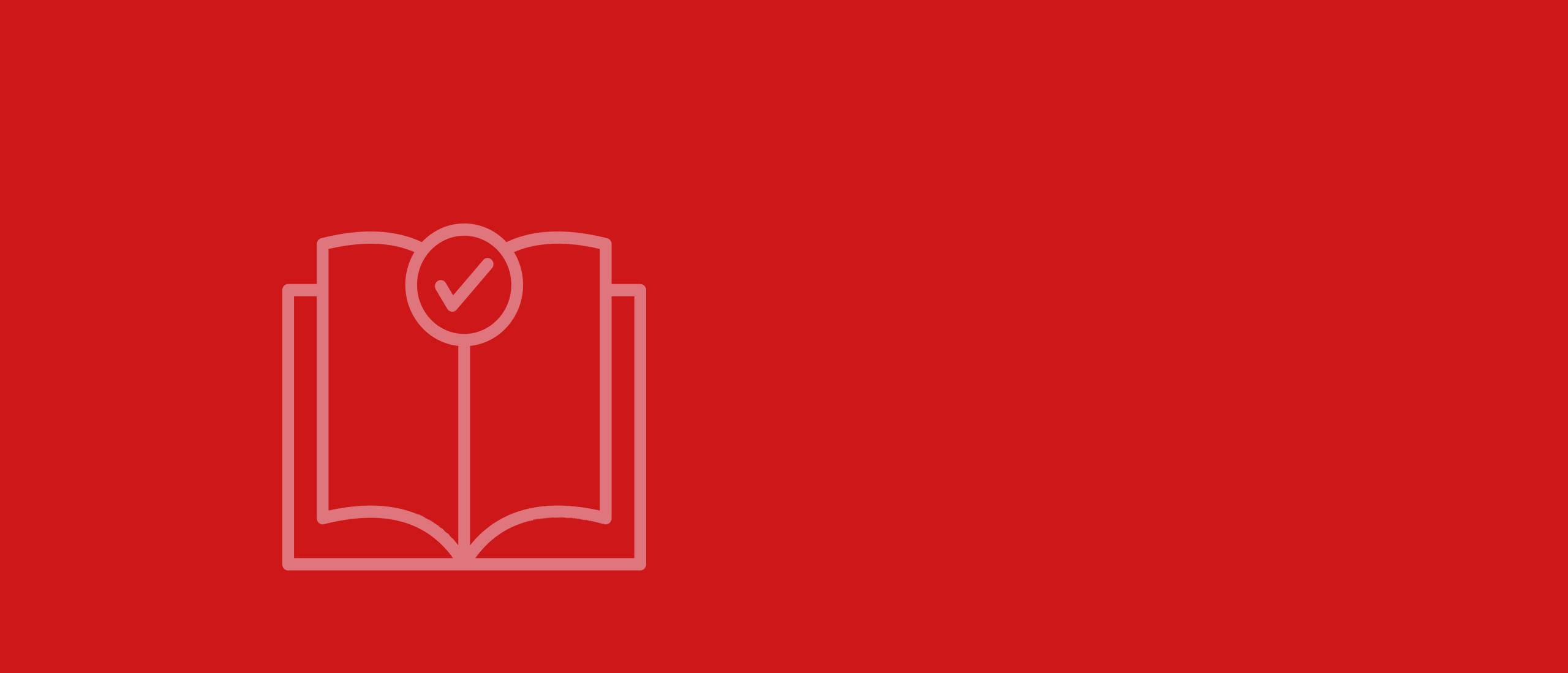 Roter Hintergrund mit schabloniertem Symbol eines offenen Buches.