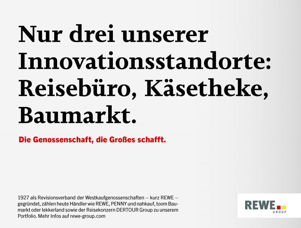 Kampagne zur Innovation der genossenschaftlichen REWE Group.