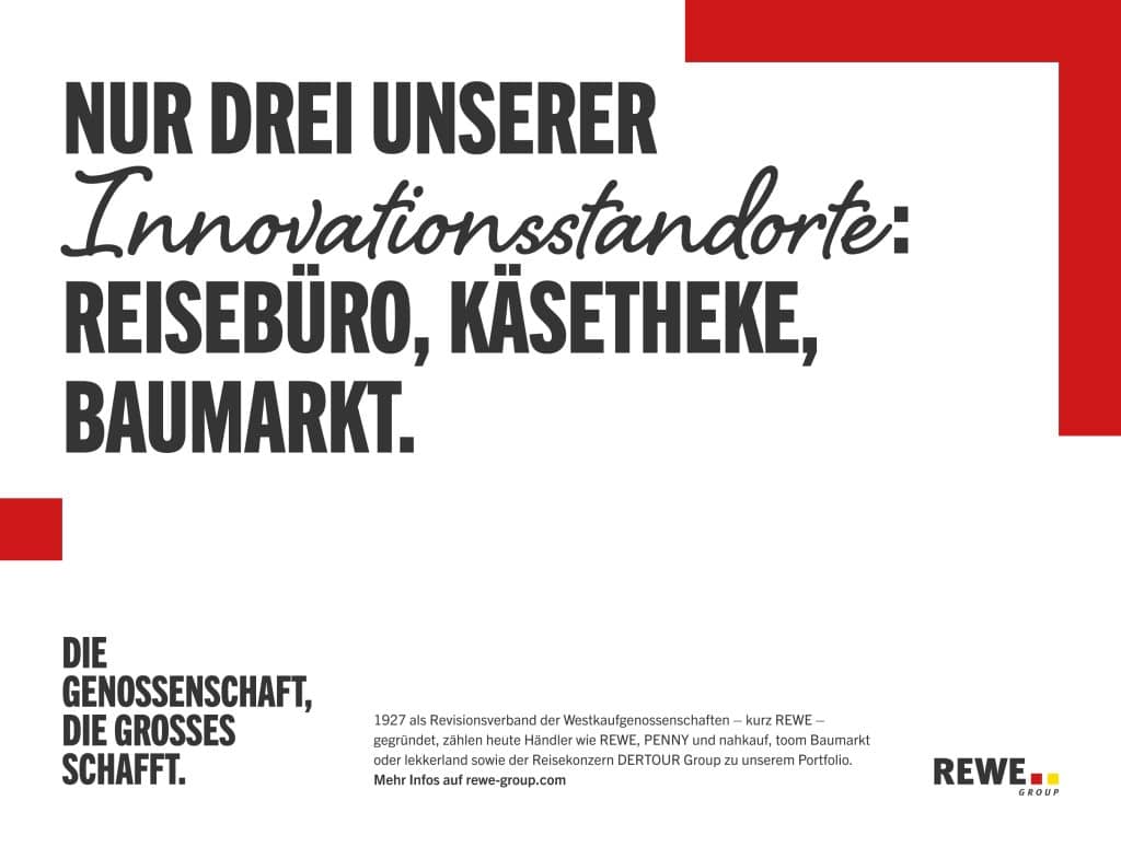 Kampagne zur Innovation der genossenschaftlichen REWE Group.