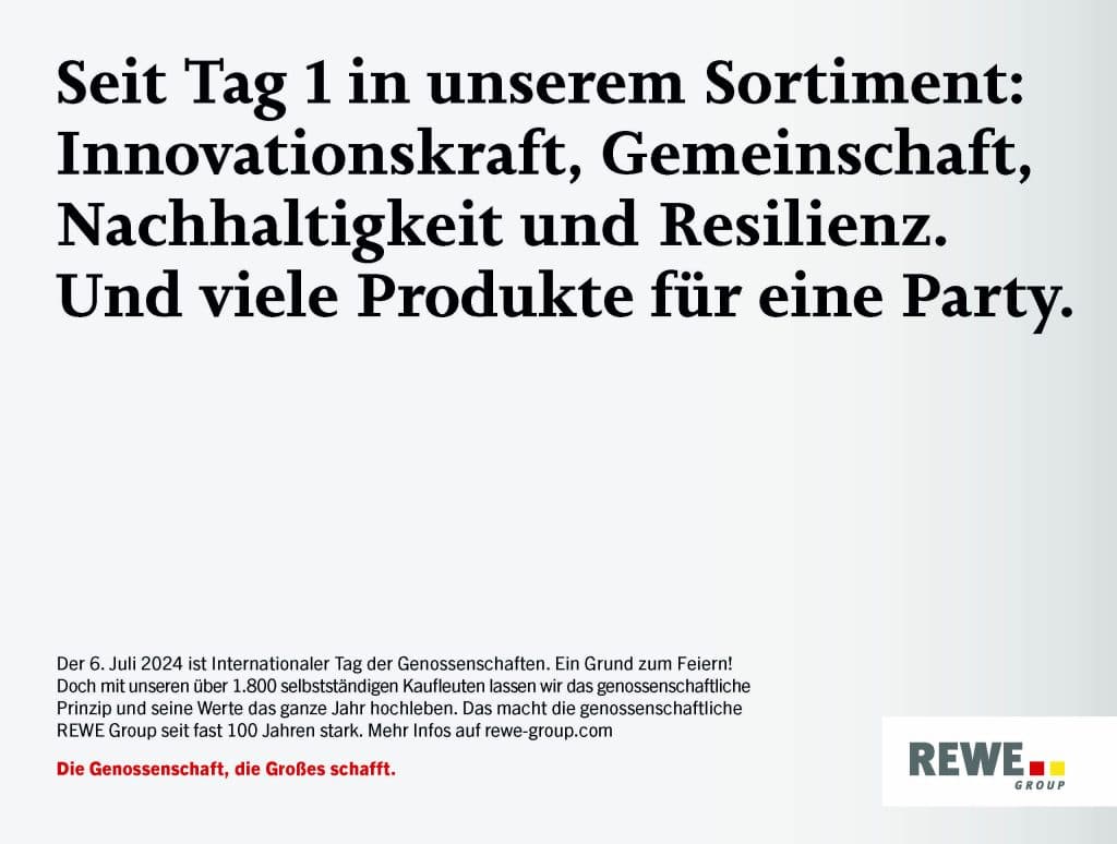 Text über die REWE Group als Genossenschaft anlässlich des internationalen Tages der Genossenschaften am 6. Juli 2024.