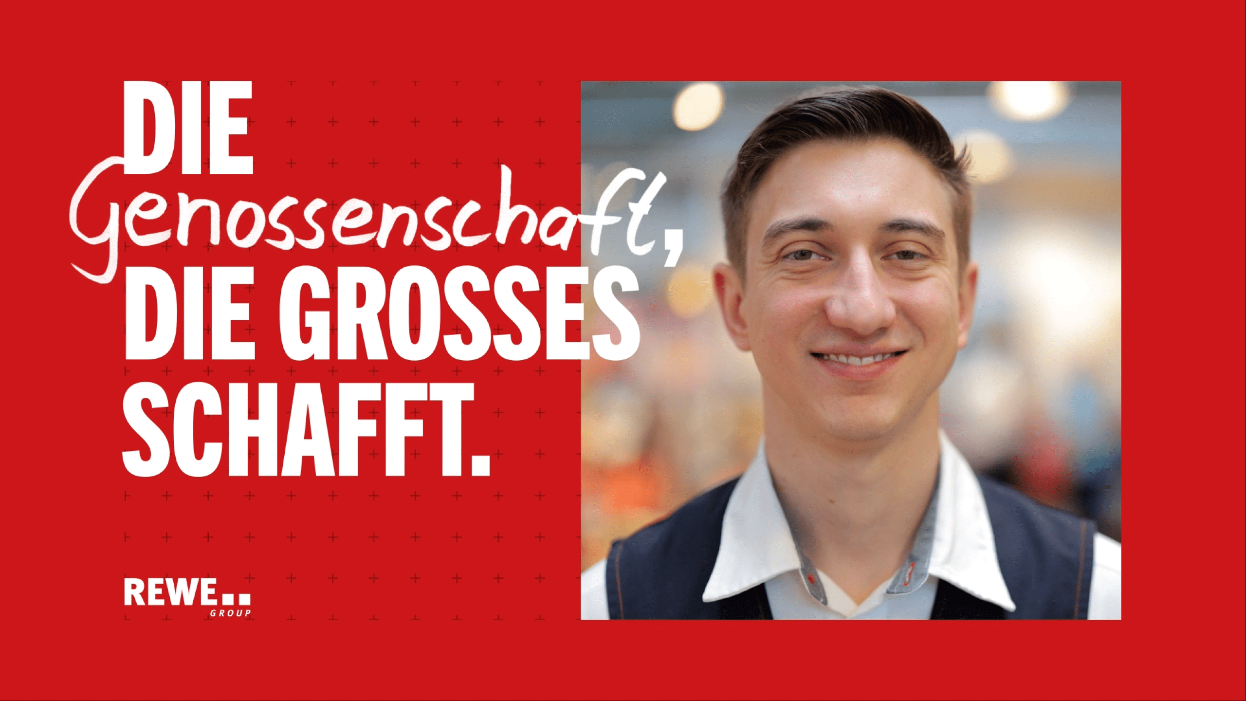 Portrait of Fritz Starke. Around the picture is a red frame with the words "The cooperative that creates great things."