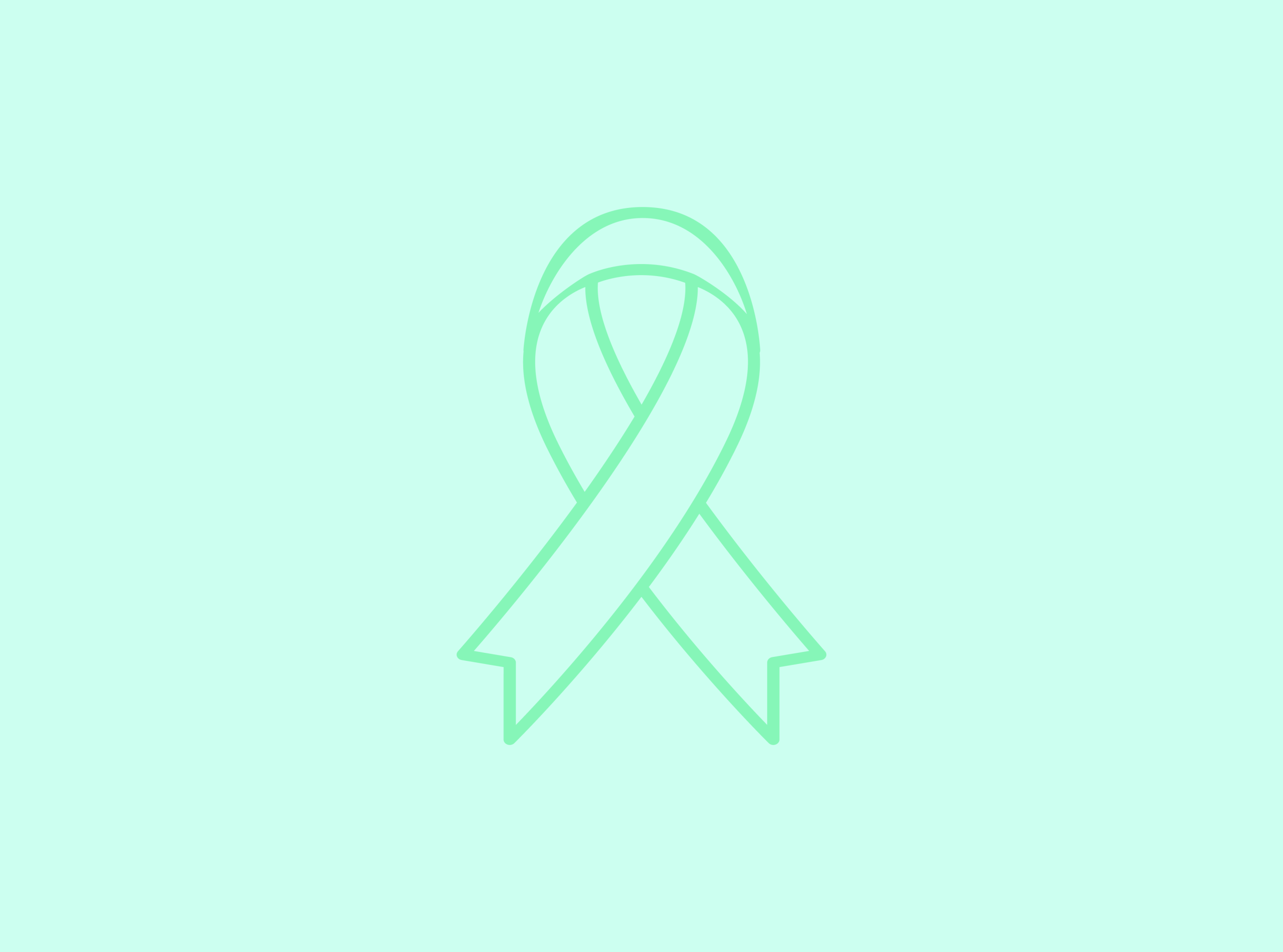 Grüne Awareness-Schleife als Linien-Icon auf mintgrünem Hintergrund.